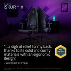 Razer Iskur V2 X Ergonomic Gaming Chair — Built-in Lumbar Support, Widened Seat Base, High-Density Foam Cushions, Adjustable 152° Recline, 2D Armrests, Plush Fabric Finish, PC Gaming — L33T Edition