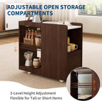 Garvee Narrow End Table with Charging Station, Rolling Side Table with Drawer, Adjustable Shelf, 2 AC Outlets, USB and Type-C Ports, Lockable Wheels, Walnut
