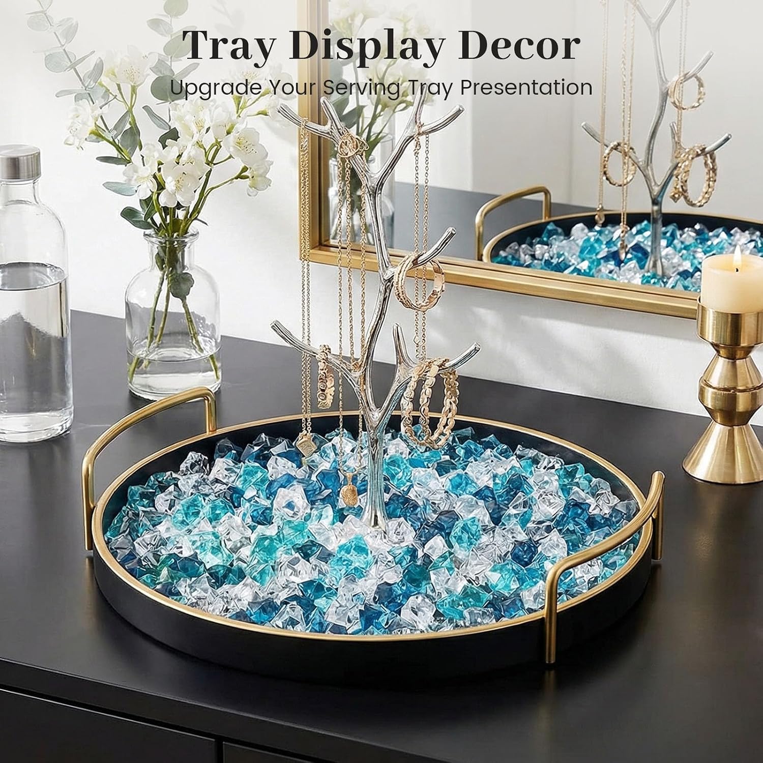 DomeStar 1050PCS 0.4 x 0.6inch Small Mixed Blue Fake Ice Rocks Vase Fillers, Aquarium Gravels Small Stones for Fish Tanks Decorations Home Table Scatter