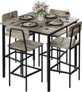 Kitchen Table and Chairs of 4, 5 Piece Dining Table Set | Sturdy Industrial Space Saving Dinette Set for Pub, Family Dinners, Apartment, Gray