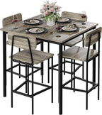 Kitchen Table and Chairs of 4, 5 Piece Dining Table Set | Sturdy Industrial Space Saving Dinette Set for Pub, Family Dinners, Apartment, Gray