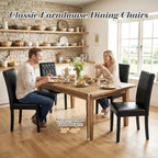 LSSPAID Dining Chairs Set of 6, Upholstered Leather Parsons Dining Room Chairs with Unique Tufted Back & Solid Wood Legs, Modern Armless Side Chairs for Kitchen Restaurant Home, Black
