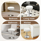 Ottoman Swivel Vanity Stool Chair for Makeup Room Stool for Vanity Chair Height Adjustable Faux Leather White
