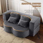 78" Plush Fabric Folding Floor Sofa Couch Bed,Convertible Folding Sofa Bed, Full Size Love Seat Sleeper Bed with 4 Pillows for Living Room Apartment Office (Plush Fabric+Gray)