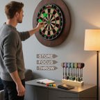 CyeeLife Dart Stand Wall Mount,Wooden Dart Holder,12 Darts Display/Station,Darts Storage for Steel & Soft Tip (Natural Wood Color)