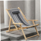 Sling Chair Replacement Fabric, Sling Chair Canvas Replacement with Pillow, Patio Kit, Black & Gray Striped Cotton Canvas for Beach Chairs..