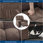 Rocking Recliner Chair with Massage & Heat, Overstuffed Fabric Upholstery, Remote Control, Side Pockets, for Living Room, Bedroom, Nursery, Home Theater, Coffee