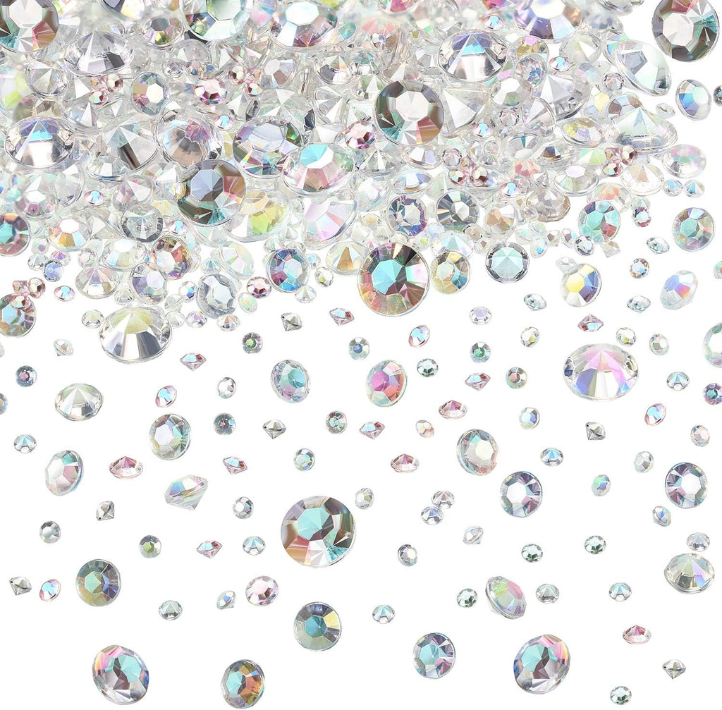 Hicarer 4000 Pieces Diamonds Crystals Acrylic Gems Wedding Table Scattering Gemstones Christmas Party Decorations Bridal Shower Masquerade Vase Fillers(Crystal AB,3 mm, 6 mm and 10 mm)