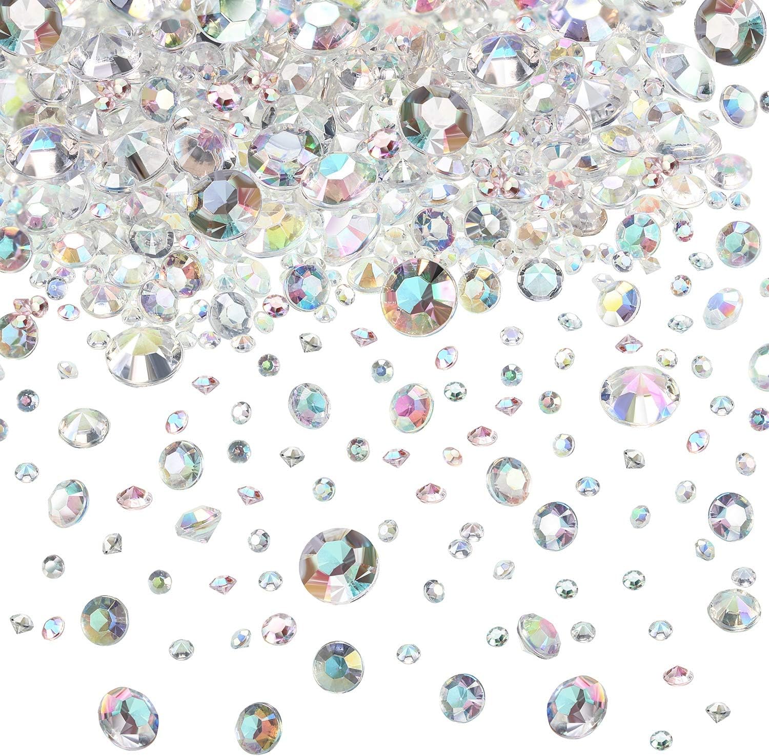 Hicarer 4000 Pieces Diamonds Crystals Acrylic Gems Wedding Table Scattering Gemstones Christmas Party Decorations Bridal Shower Masquerade Vase Fillers(Crystal AB,3 mm, 6 mm and 10 mm)