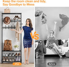 24" Black Hall Tree with Bench and Shoe Storage, Double Row Hooks Coat Rack Freestanding Organizer, Heavy Duty Coat Rack with Shoe Storage, Coat and Shoe Rack Entryway Mudroom Hallway