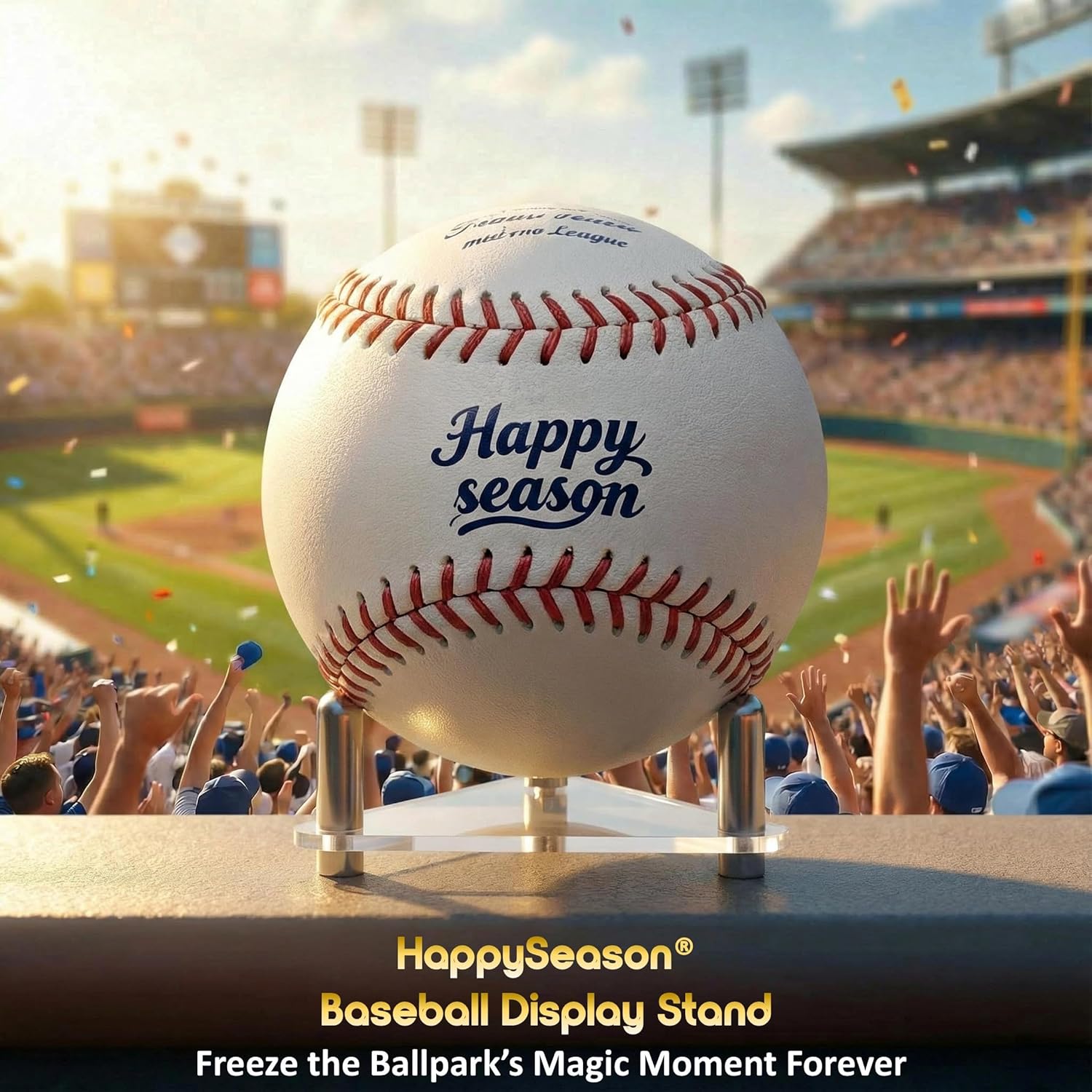 Happyseason 6-Pack Baseball Holders for Display, Clear Acrylic Ball Stand for Autographed Baseballs, Softballs, Tennis & Billiard Balls, Minimalist Rack with Stainless Steel Rods (Easy Assembly)