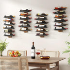 Hoctieon 2-Set 6 Tier Wall Mount Wine Rack, Wall Mounted Wine Bottle Racks for Display and Storage, Hanging Bottle Holder, for Living Room, Dining Room, Bar, Wine Cellar, Rustic Brown