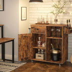 HOOBRO Kitchen Island, Storage Cabinet with Drawer, Kitchen Cart with Spice and Towel Rack, Saving Space, Easy Assembly, for Living Room, Rustic Brown BF12ZD01