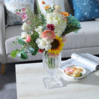 Joeyan 13" Glass Urn Vase,Tall Centerpiece with Ripple Diamond Pattern,Thickened Vase for Home, Wedding Parties