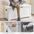 VASAGLE Storage Chest, Storage Bench with 2 Safety Hinges, Farmhouse Style, 15.7 x 39.4 x 18.3 Inches, for Entryway, Bedroom, Living Room, Cloud White ULSB061T10