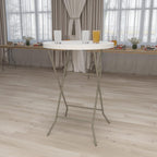 Flash Furniture Kathryn 31.5" Round All-Occasion Folding Bar Height Table for Parties and Commercial Events, Plastic Bar Height Folding Table, White