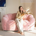 MAXYOYO Bean Bag Chair for Adults, Floral Shaped Bean Bag Sofa | Ultra Soft Faux Fur Floor Sofa, Large Reading Chair for Living Room Bedroom, Pink, Double
