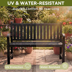 Outdoor Bench, 2-Person Outdoor Benches Weatherproof, 600 lbs Weight Capacity, Low Maintenance, Garden Bench for Patio, Park, Porch, Backyard, Balcony