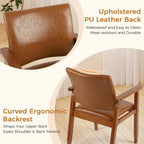 NOBPEINT Mid-Century Modern Dining Chairs with Armrest Set of 2, PU Leather Upholstered Dining Room Chairs with Solid Wood Frame, Walnut Kitchen Armchairs for Kitchen Living Room Restaurant, Brown