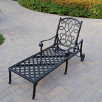 Darlee Santa Monica 3 Pc Cast Aluminum Chaise Lounge Set w/ 24 Inch Ice Bucket End Table & in Antique Bronze/Sesame