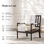 DUHOME Linen Fabric Spindle Accent Chair Set of 2,Bobbin Chair with High Resilience Spring Cushion and Armrest Pads, Leisure Armchair for Living Room Bedroom Farmhouse Home Office Belcony