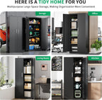 Metal Storage Cabinet with Locking Doors, 71" Tall Steel Locker Organizer with Adjustable Shelves, Garage Utility Cabinet for Home, Office, Shop, and School