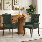 3-Piece Round Dining Table Set for 2, 31.5” Small Kitchen Table with Storage Base & 2 Upholstered Tufted Chairs, Space Saving Breakfast Nook Set for Apartment, Bistro, Small Dining Room(Green Chair)
