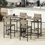 Tangkula 3 Piece Counter Height Bar Table Set, Pub Table and Chairs Set of 2, High Top Console Table with Stools for 2, Space-Saving Dinette Set for Breakfast Nook (Grey)