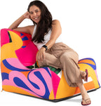Jaxx Ponce Outdoor Bean Bag Chair - Weather Resistant Patio and Poolside Lounge Seating, Zuri Multicolor Pattern