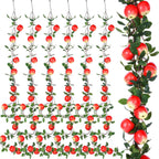 Suncalla 6 Pcs Artificial Apple Garland 57inch Fake Apples Bunch Strings with Stem and Leaves Fruit Hanging Vines Decorations for Kitchen Table Centerpieces Wall Party Birthday