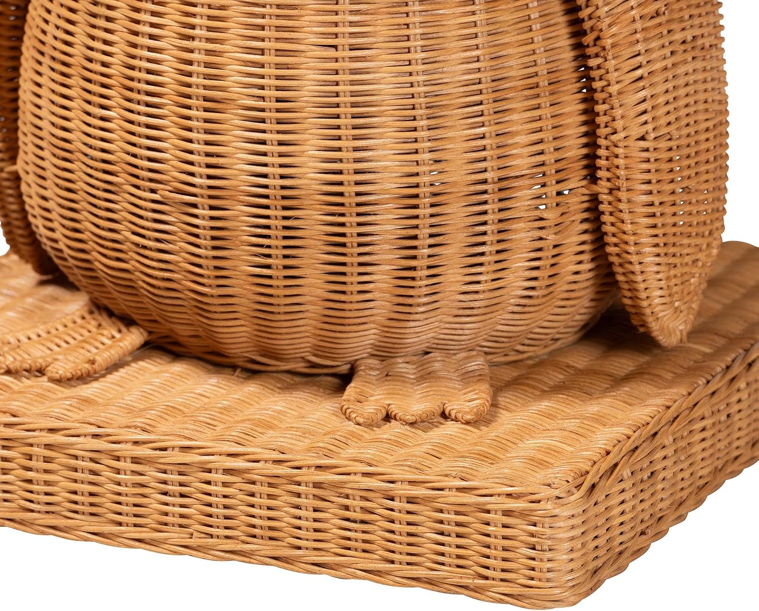 Bali & pari Pembroke Penguin End Table - Handwoven Rattan Sculptural Accent Side Table with Platform Base