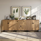 FENSULN Buffet Sideboard Cabinet Farmhouse 3 in 1 Modern Storage Cabinet with Drawer and Doors for Kitchen, Coffee Bar, Living Room, Oak