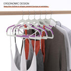 60 Pack Heavy Duty Plastic Hangers, Non Slip Clothes Hangers with Rubber Pads and 360° Hook - Thin Space Saving Hanger, Closet Organizer for Shirt, Pants, Suit, Skirt,Coat - Purple