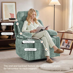 Recliner Chair, 360° Swivel Rocker Recliner for Adults, Rocking Recliners with Massage & Heat, Nursery Rocking Chairs with Cup Holders, Manual Reclining Glider for Living Room, Nursery