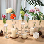 Fixwal 15 Pack Glass Cylinder Bud Flower Vases for Centerpieces Clear Small Glass Vases for Wedding Decorations,Handmade Clear Glass Vases for Party Decor,Cylinder Vases in Bulk for Home Decor