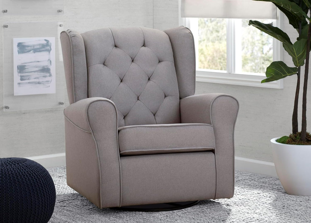 Delta Children Emma Nursery Glider Swivel Rocker Chair- Greenguard Gold Certified, French Grey