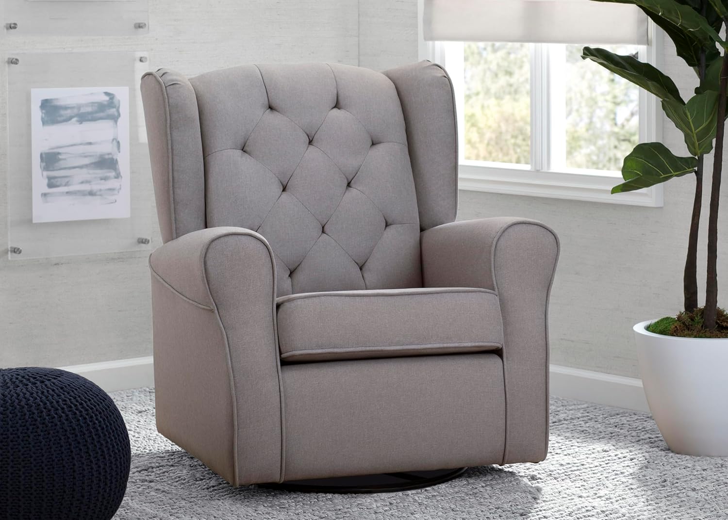 Delta Children Emma Nursery Glider Swivel Rocker Chair- Greenguard Gold Certified, French Grey