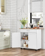 CHOEZON Kitchen Island, Kitchen Island Cart with One Double Cabinet and Drawer, Rolling Storage Cart with Power Strip, with Drop Leaf, for Kitchen, Living Room, White and Natural MZD01UWNN1