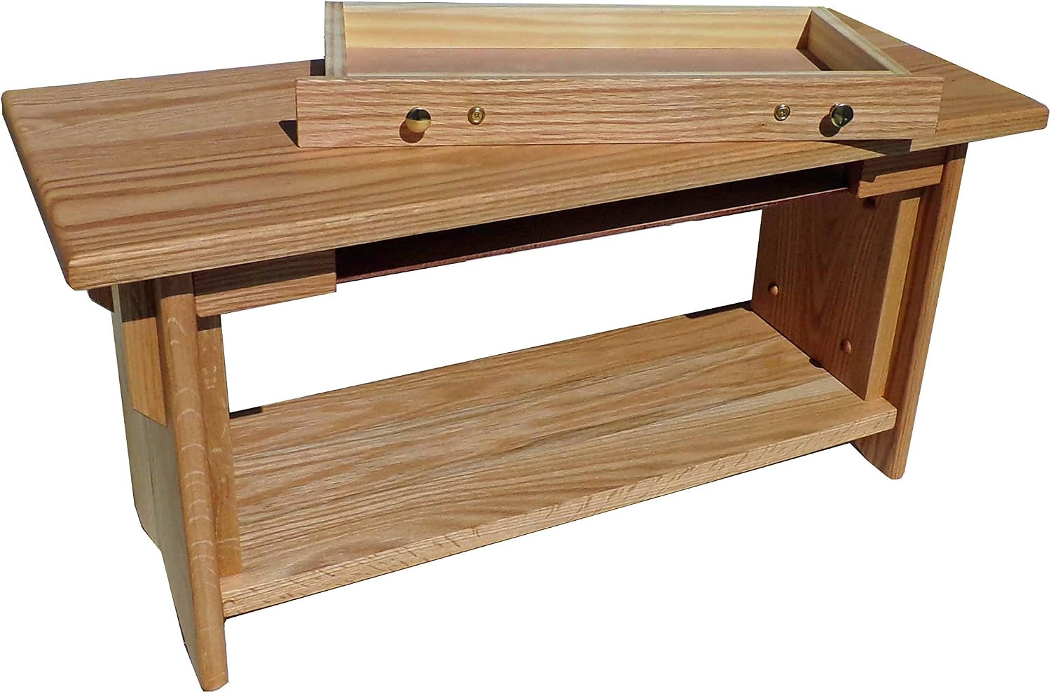 Meditation Bench ~ 14" Tall Personal Altar Table by EarthBench: RED Oak (28" by 11" by 14" Tall)