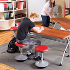 Learniture Adjustable Height Active Learning Stool for Office Desks and Classrooms, Foam-Padded Backless Wobble Stool with Rocking Motion, Red