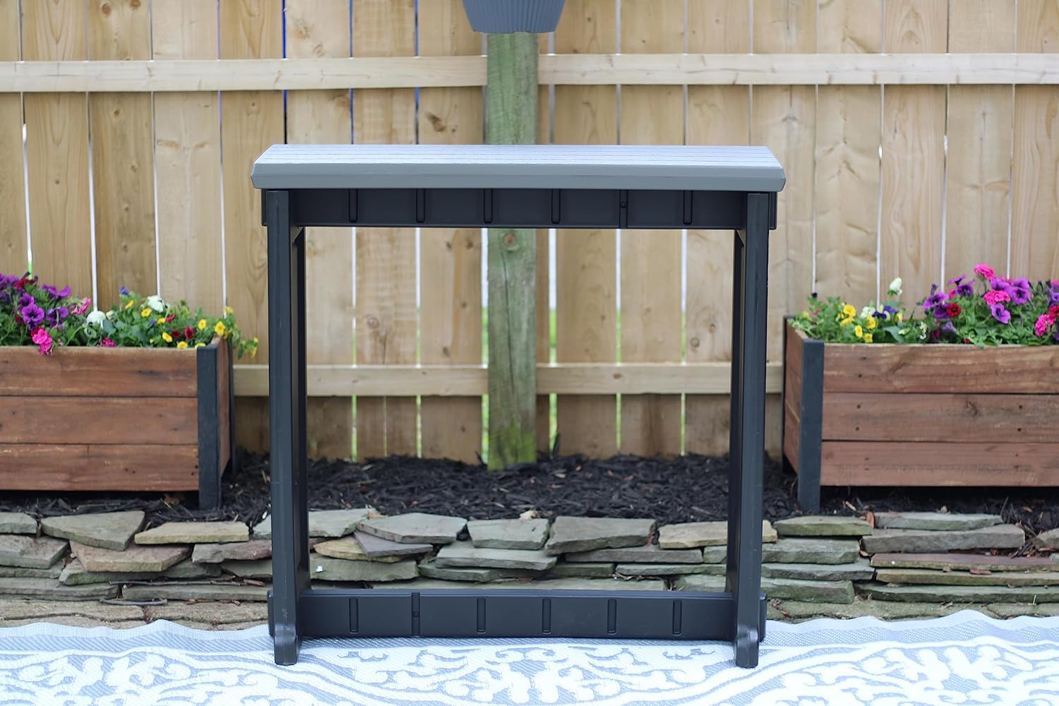 Single Bar Deep Grey Top & Black Base Ideal for Patio Hot Tub Area Backyard Durable WeatherResistant Design Easy Nohardware Assembly Proudly Made in USA
