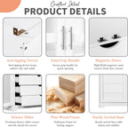 Merax 75" Tall Pantry Cabinet, Kitchen Pantry Storage Cabinets with Glass Door, 2 Shelves and 4 Built-in Drawers, Freestanding Cupboard for Kitchen, Dining Room, Living Room and Bathroom, White