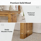 Tribesigns 63" Solid Wood Bar Table, Long Counter Height Pub Table, Rectangular High Top Tables for Dining, Kitchen, Living Room, Entryway, Small Space, Easy to Assemble, Rustic Brown