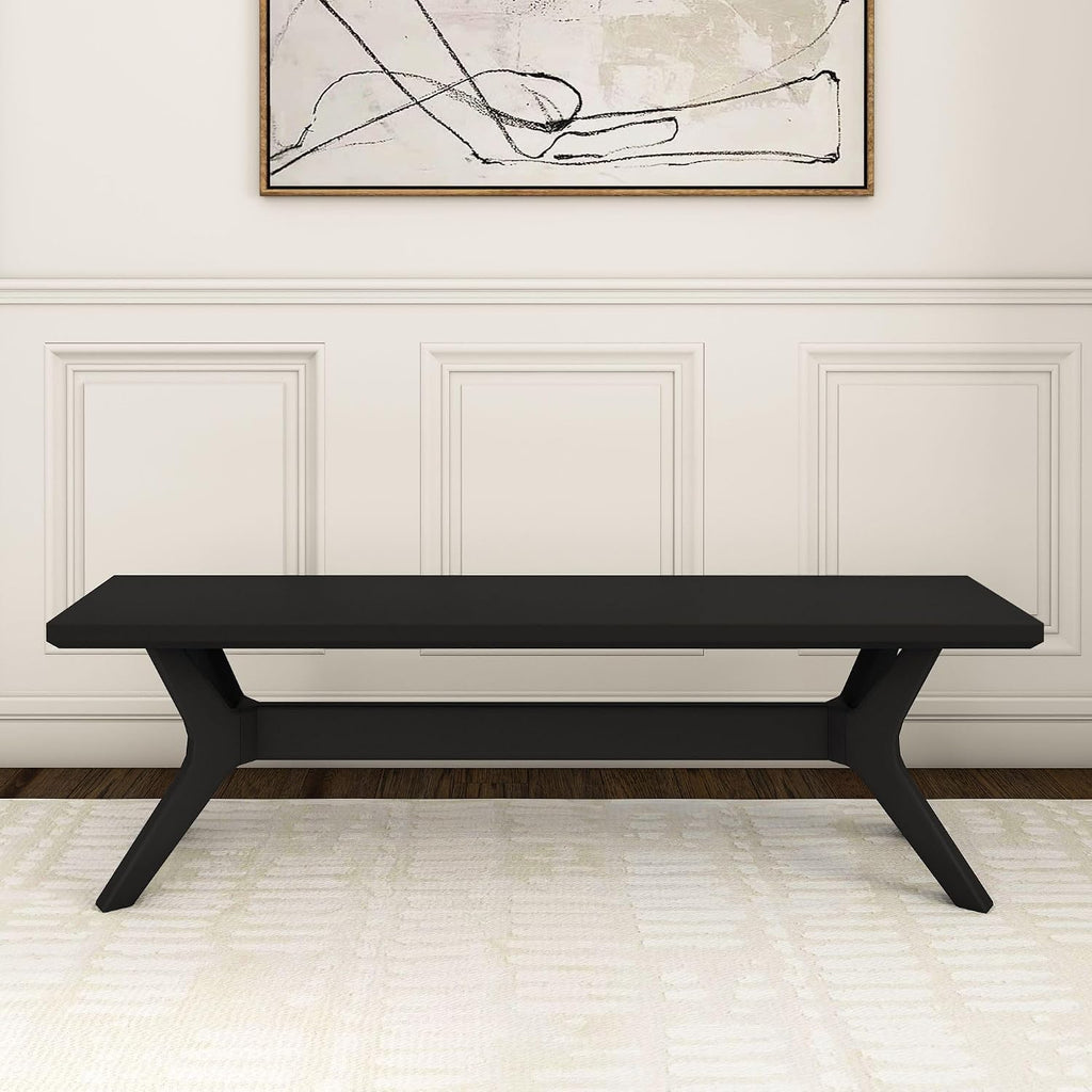 Plank+Beam Verso Dining Room Bench, 60 Inch Modern Dining Bench, Wooden Bench for Dining Room, Entryway Bench, Minimalist Room Bench, Black