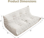 Giant Bean Bag Chair, Oversized Cloud Soft Memory Foam Bean Bag Sofa, Vacuum Compressed No Assembly Comfortable Lounge Couch for Living Room Family Rest Leisure Use (White, 3-Seater)