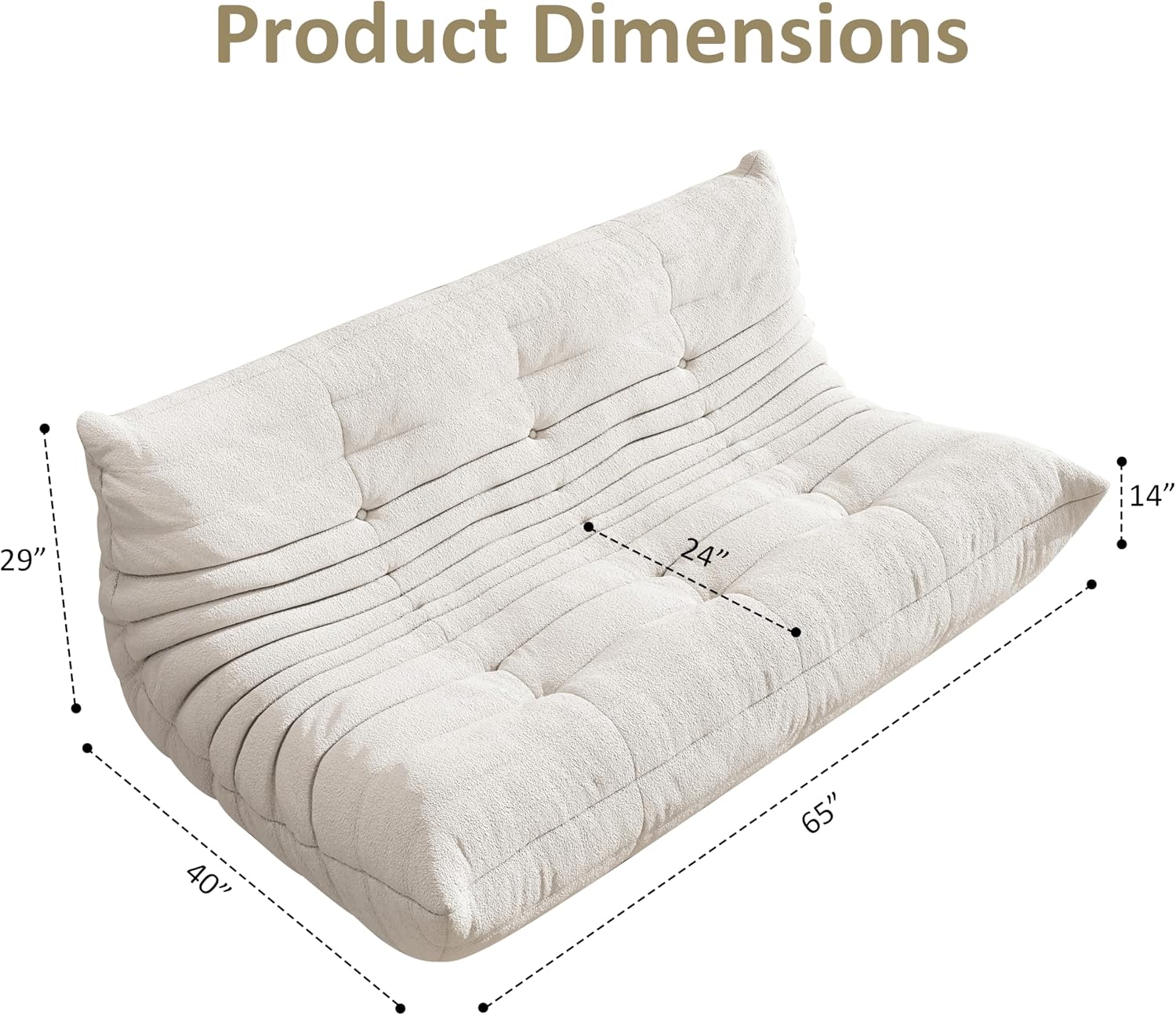 Giant Bean Bag Chair, Oversized Cloud Soft Memory Foam Bean Bag Sofa, Vacuum Compressed No Assembly Comfortable Lounge Couch for Living Room Family Rest Leisure Use (White, 3-Seater)