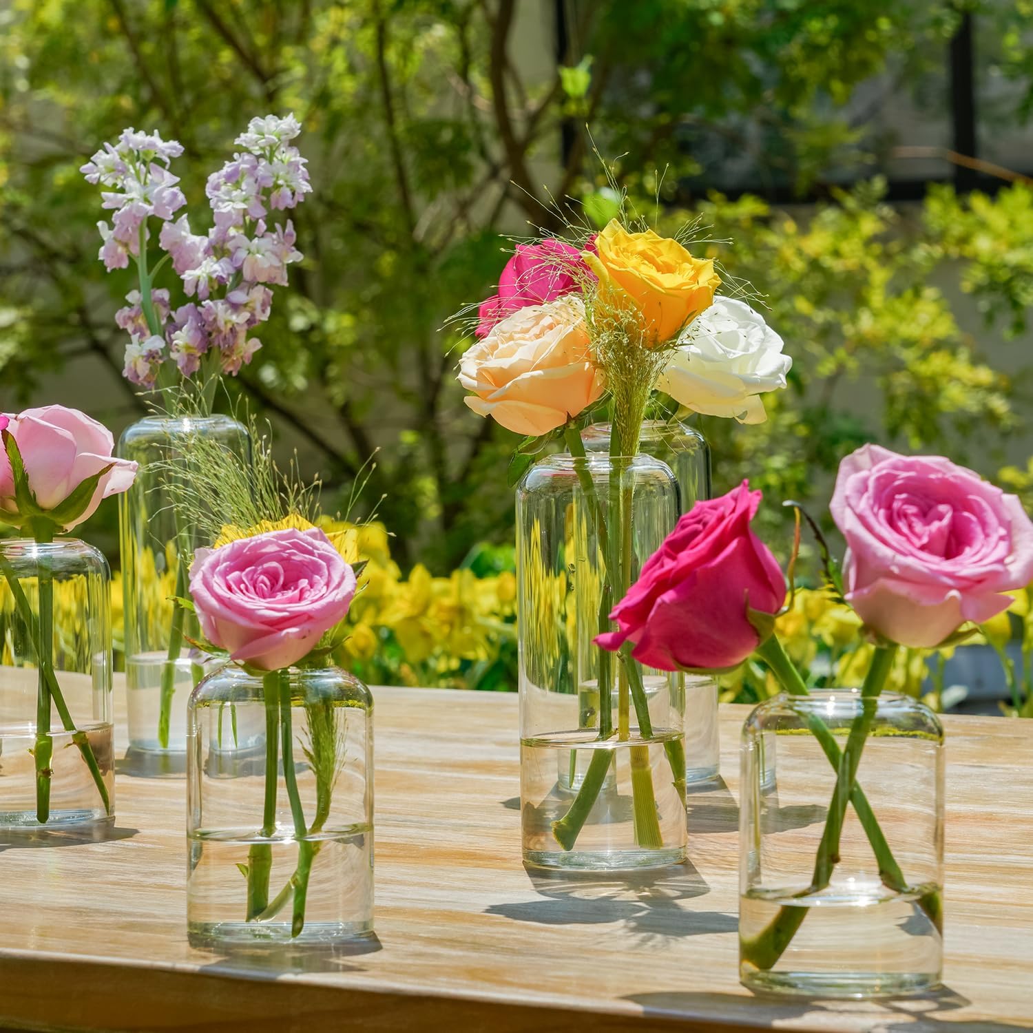Glass Bud Vases Set of 9 - Clear Flower Vases for Centerpieces, Small Glass Vase Modern Bud Vase for Wedding Party Dining Table Centerpieces, Living Room Decorative, Home Decor