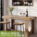 LITTLE TREE 63" Bar Table, Large Wood Home Bar Unit, Rectangular Dining Pub Table with Footrest for Home Kitchen, Dining Room, Living Room, Bistro, Brown