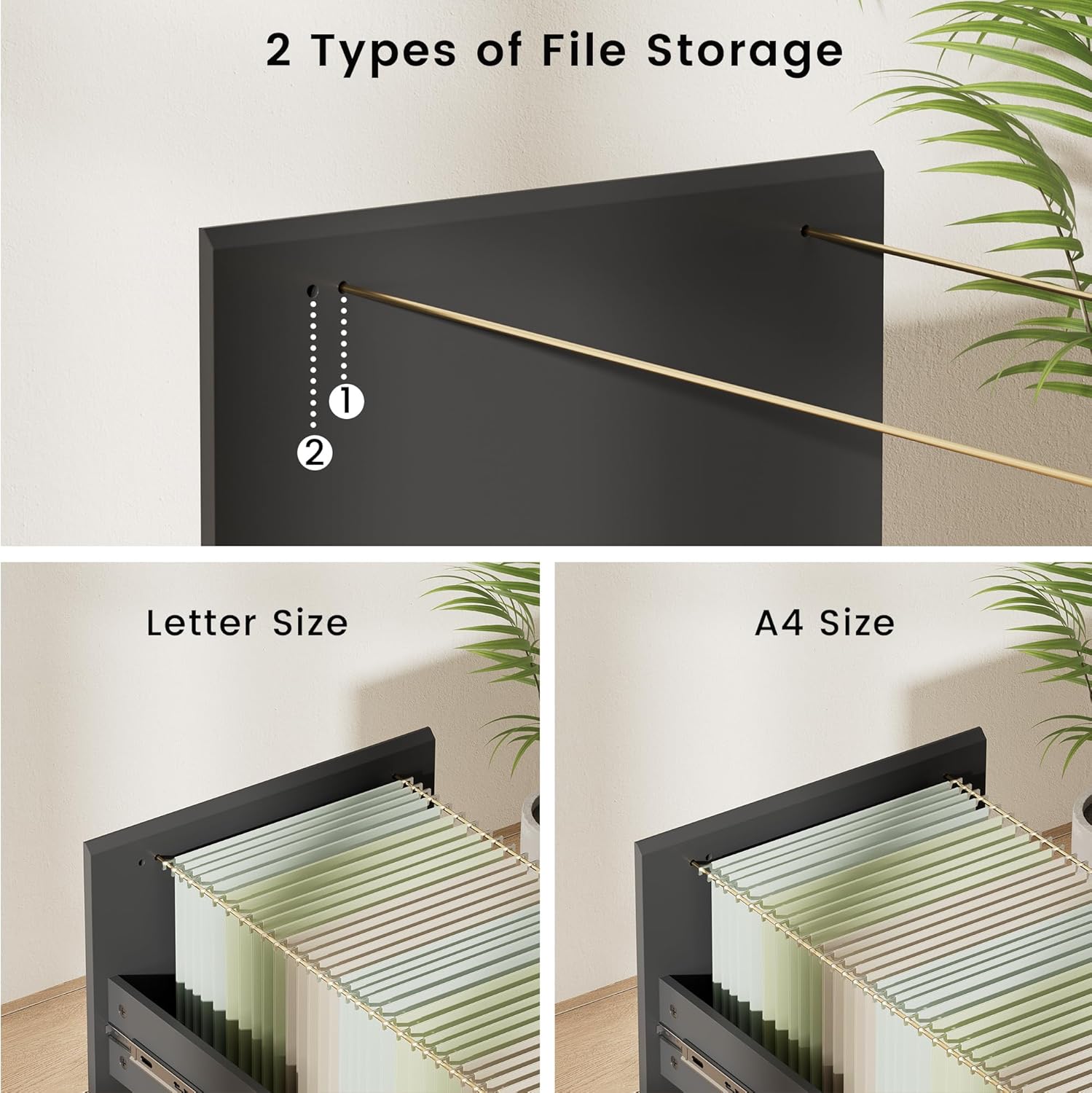 ModernMate File Cabinet with 3 Drawers and Door, Office Storage Cabinet with Charging Station, Home Office Printer Stand Fits Letter/A4 Size, 6 Open Cubes Storage, Adjustable Shelf, Black Walnut