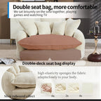 55 inch Oversized Round Chair, Fluffy Chenille Boneless Sofa with Extra Deep Seat for Living Room Lounge (Beige)